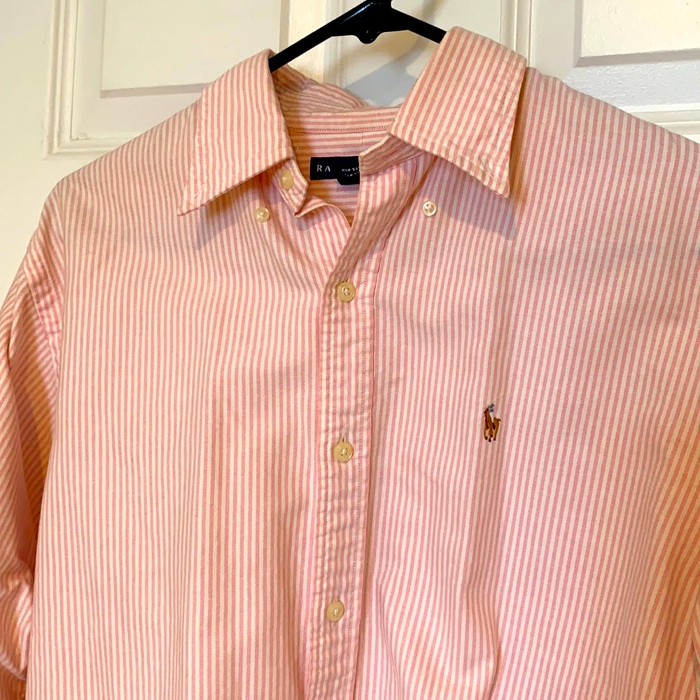 Ralph Lauren pink and white stripe cotton oxford.
